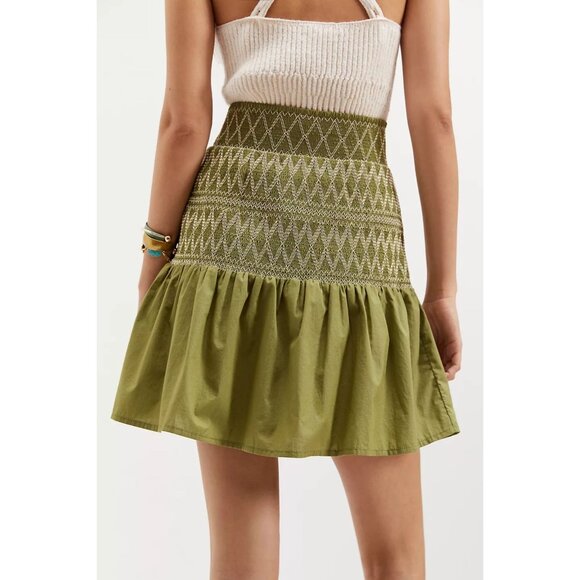 Anthropologie Maeve Smocked Mini Skirt - Picture 3 of 9